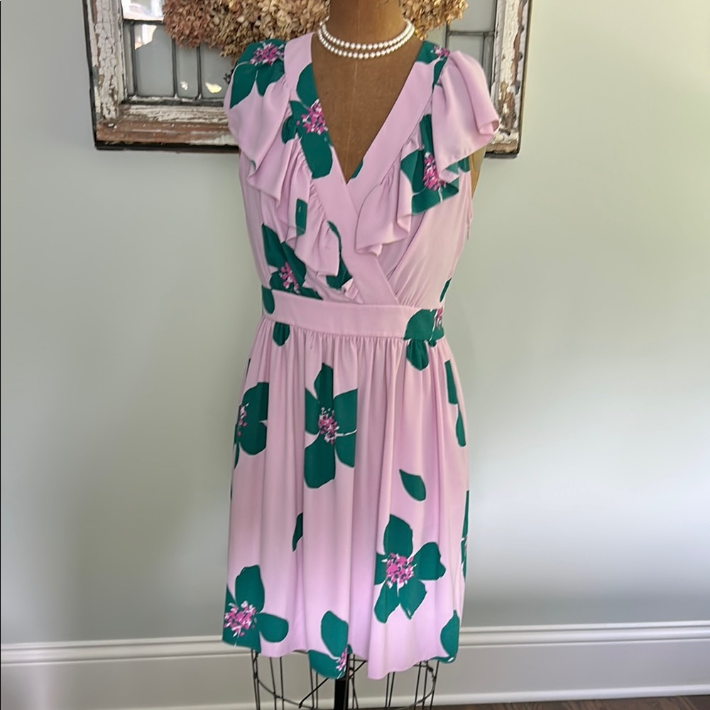 Kate Spade Pink and Green Flutter Sleeve Sundress